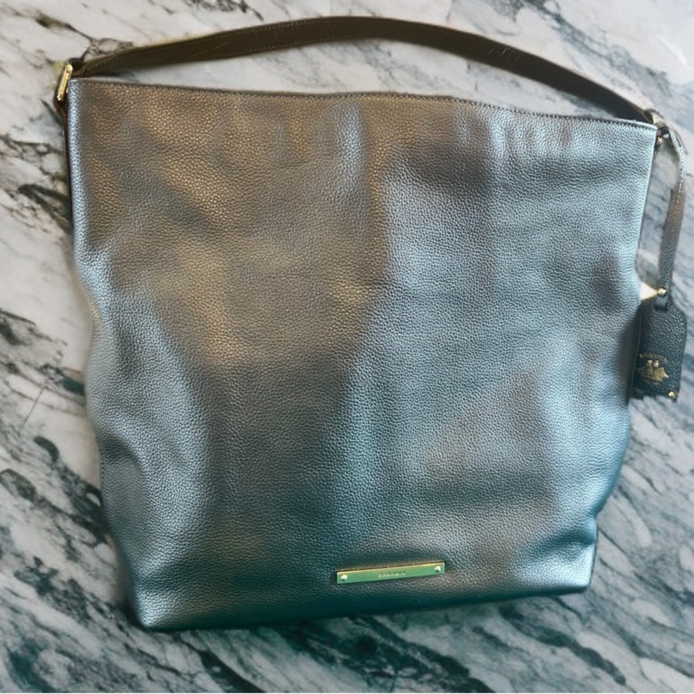 Brahmin Metallic Gray Shoulder Bag NWOT